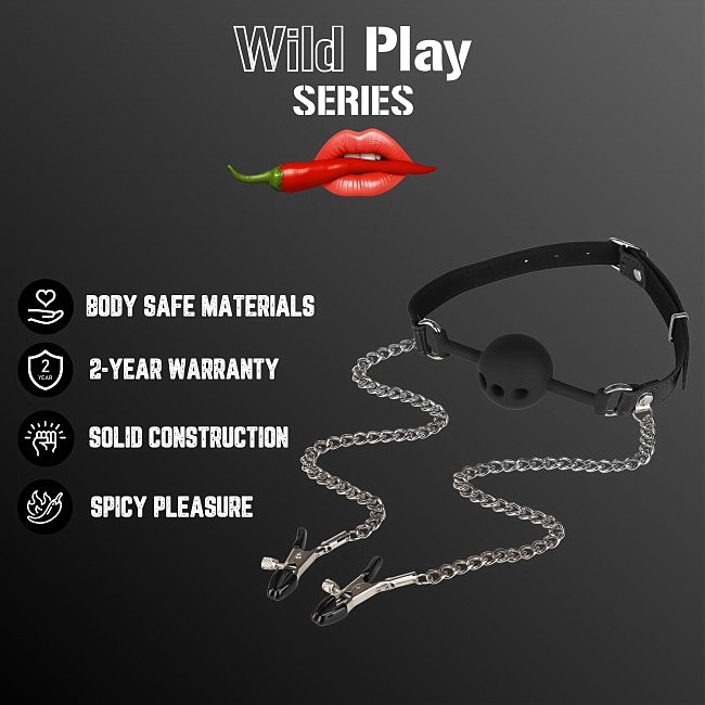      Wild Play Mouth Gag With Nipple Clamps C15,   4 