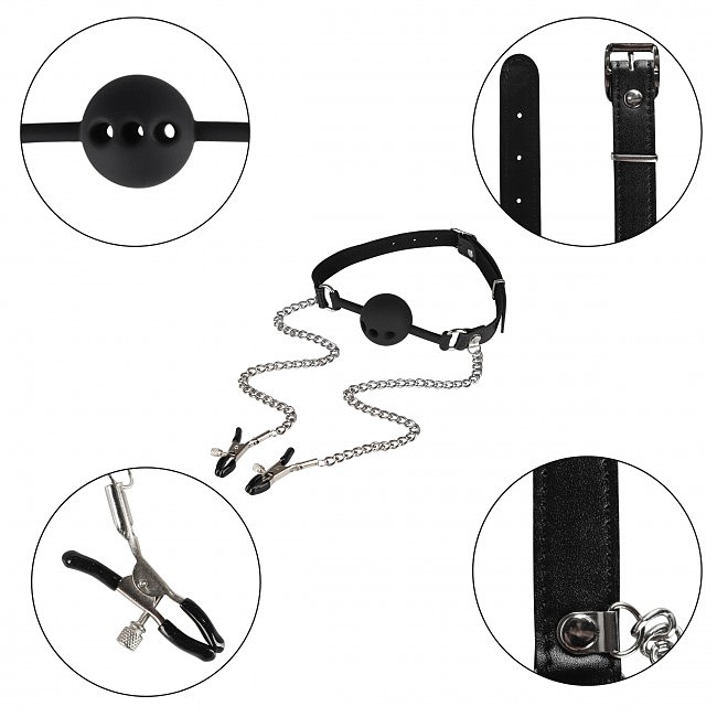      Wild Play Mouth Gag With Nipple Clamps C15,   4 