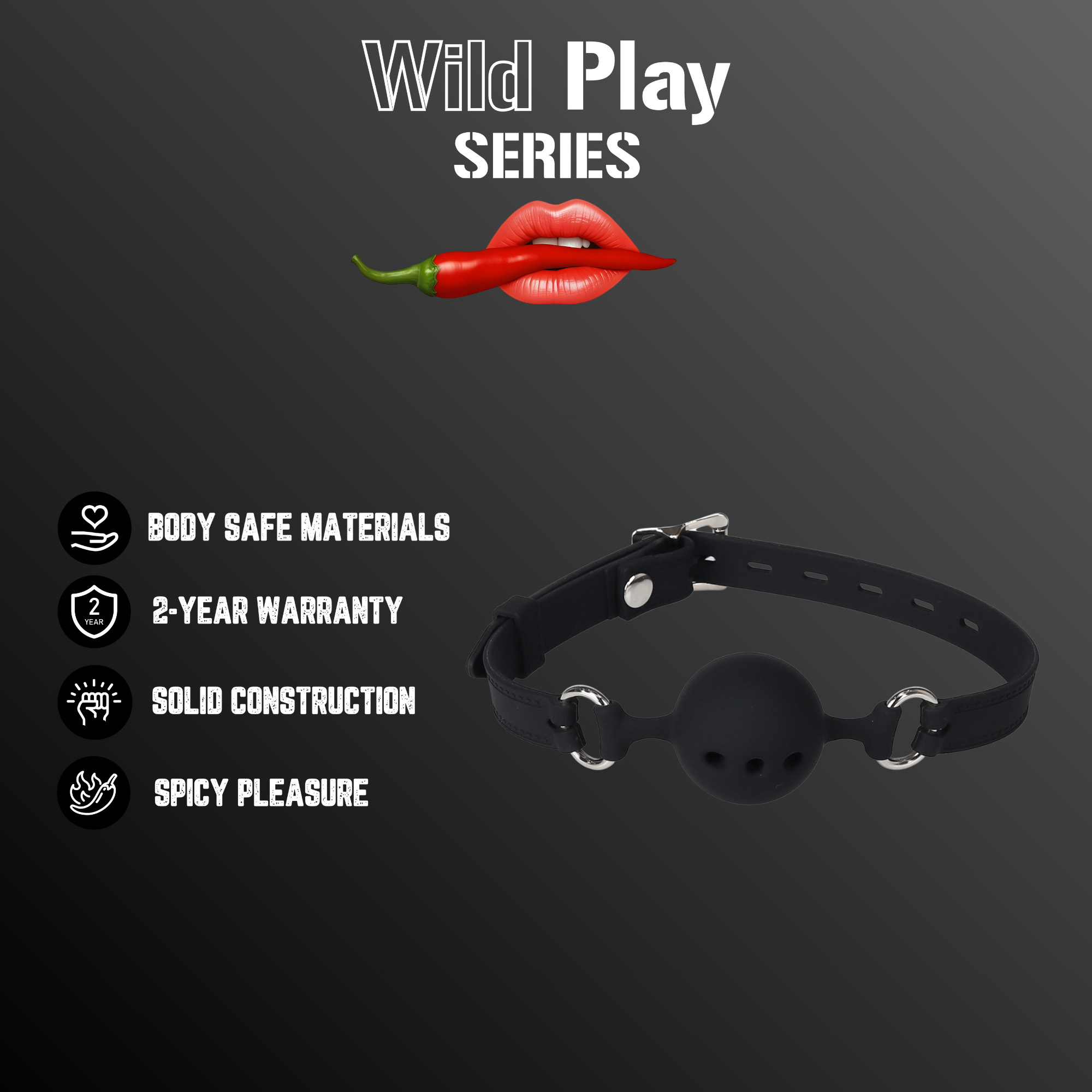 ������������������ ���� Erospace Wild Play Mouth Gag With Silicone Ball C14, ������� ������ 4,2 ��