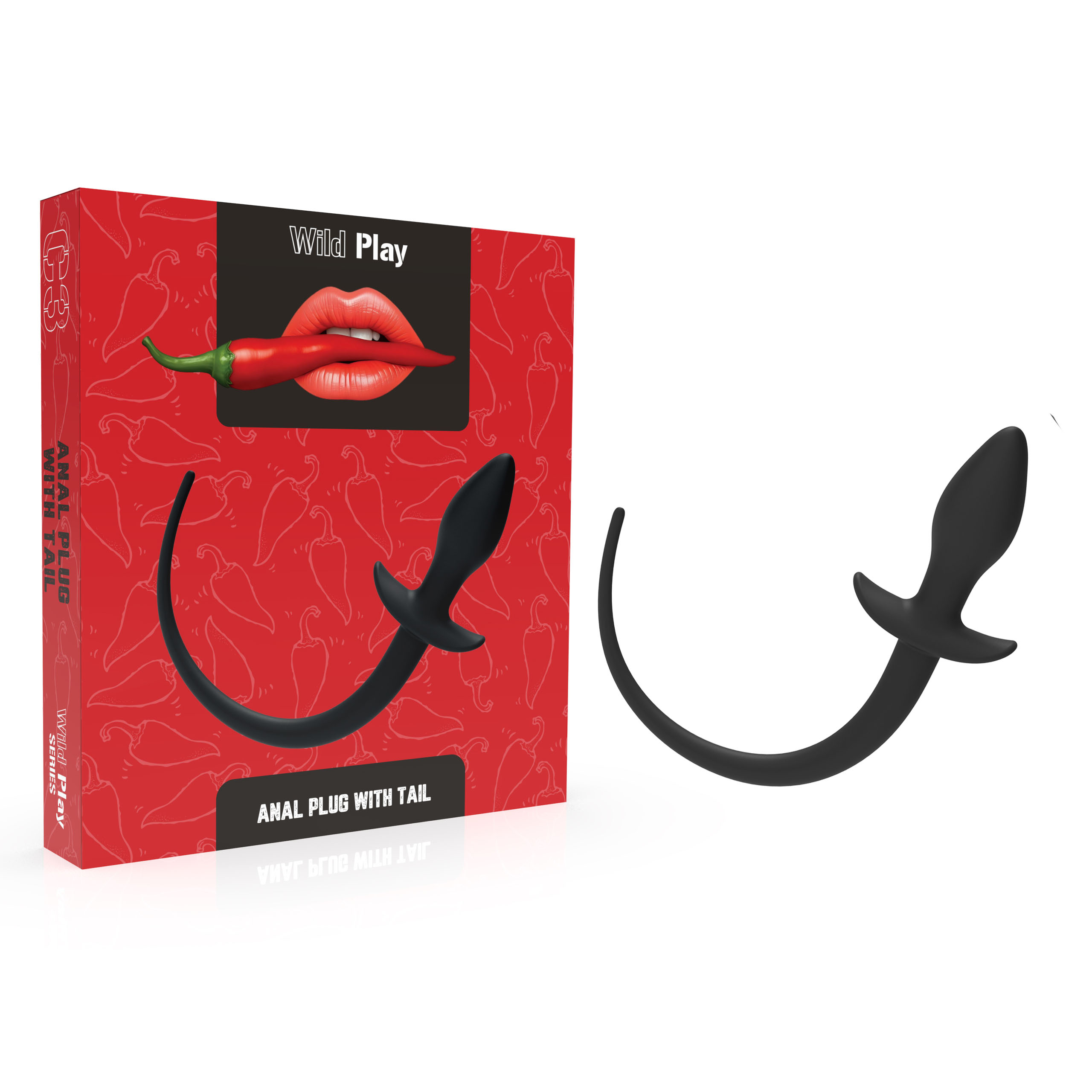     Erospace Wild Play Anal Plug With Tail C3 BLACK, 9  3,2 