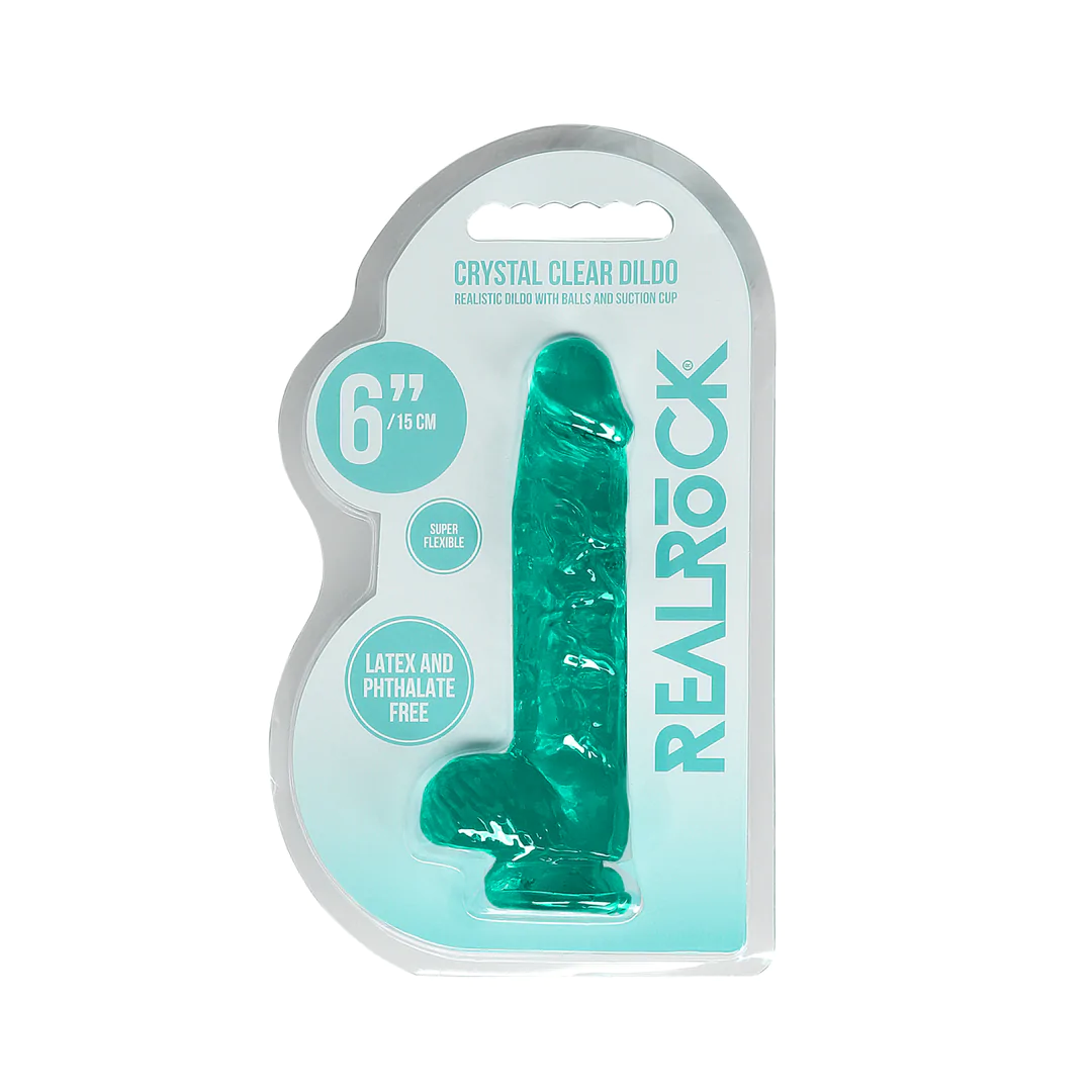 ���������� ������� ������������� � �������� Realrock Dildo 6 Turquoise, 17 � 2,5 ��
