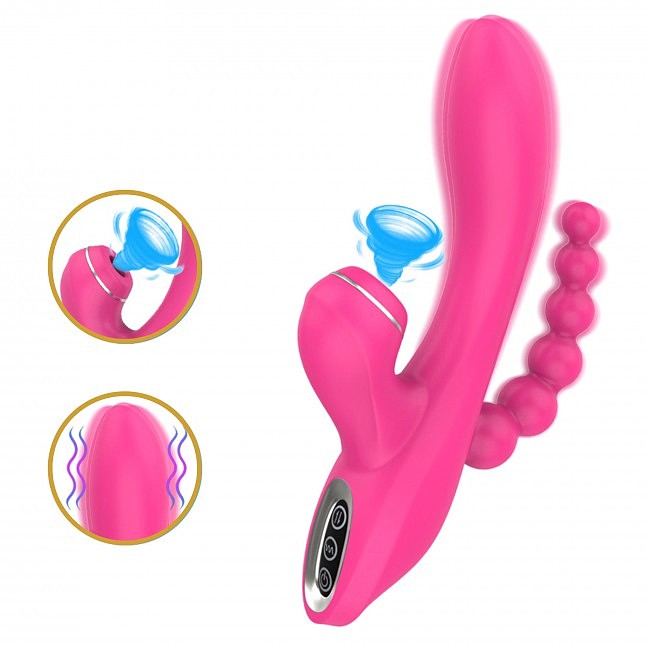 -      Sweet Play Sucking Vibrator With Anal Beads A3, 20,8 &#215; 11 &#215; 4 