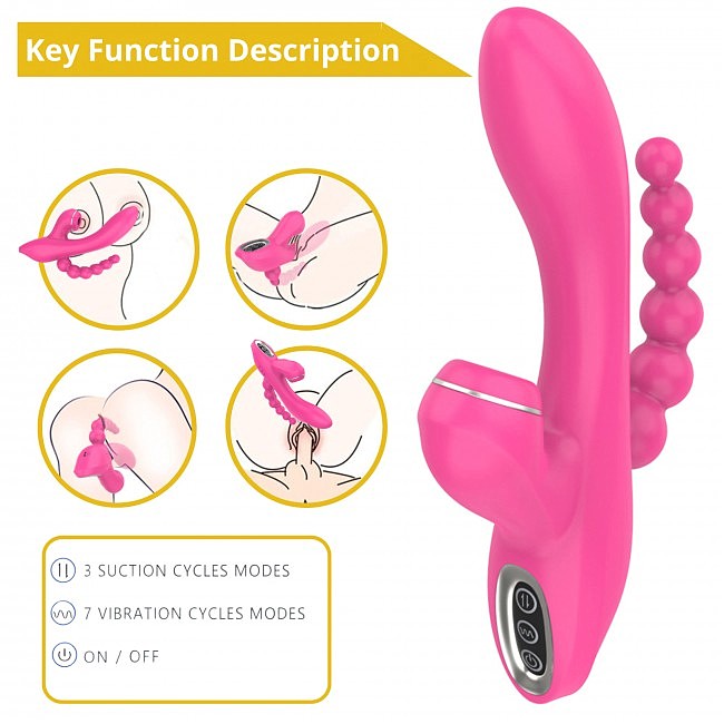 -      Sweet Play Sucking Vibrator With Anal Beads A3, 20,8 &#215; 11 &#215; 4 
