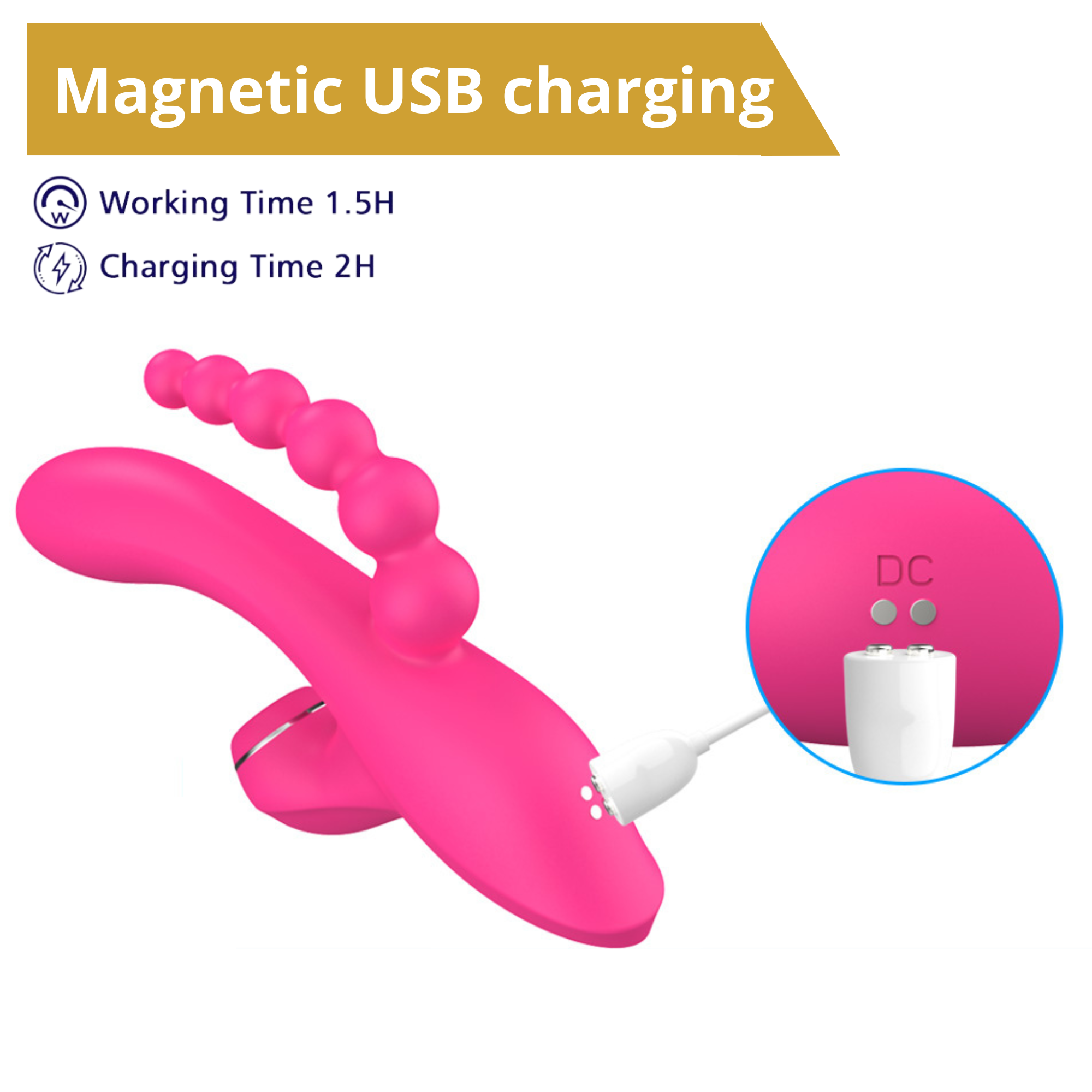 ��������-������ � �������� � �������� ��������� Sweet Play Sucking Vibrator With Anal Beads A3, 20,8 × 11 × 4 ��