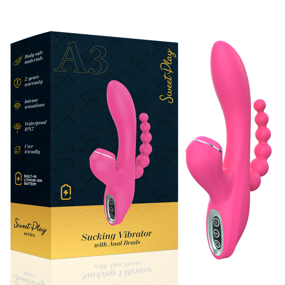 ��������-������ � �������� � �������� ��������� Sweet Play Sucking Vibrator With Anal Beads A3, 20,8 × 11 × 4 ��