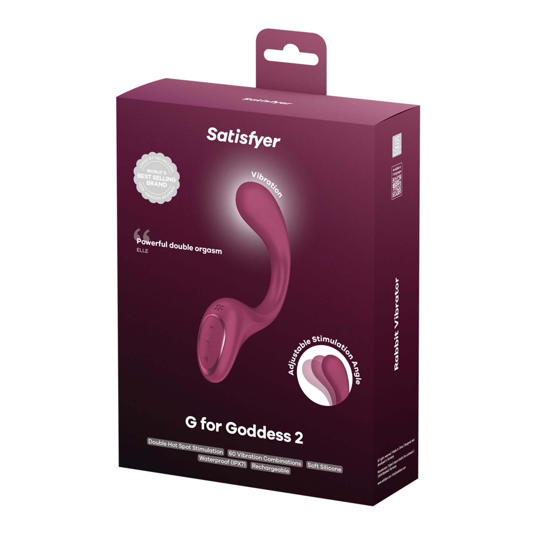 �������� ��� ����� G �������������� Satisfyer G for Goddess 2 Wine Red, 2 ������, 19 � 3,6 ��