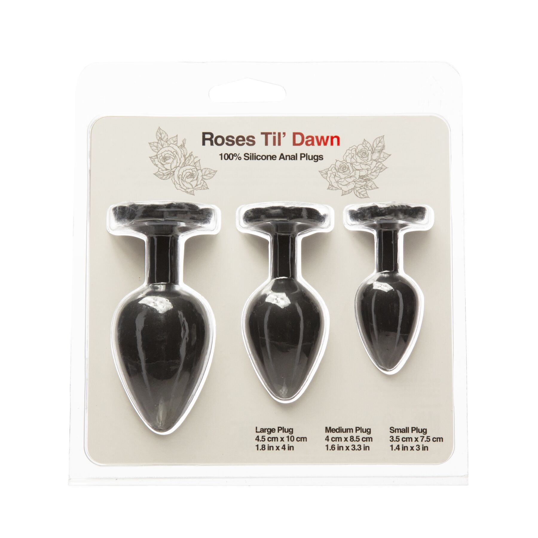 ����� ����������� �������� ������ BMS Roses Til Dawn Silicone Anal Plug Kit Starter Kit Black