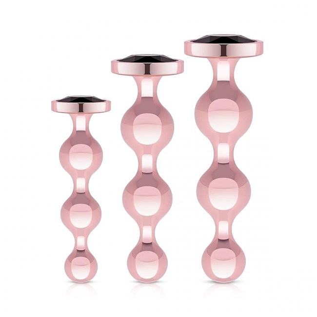 	����� �������� ������ � ������ ���������� Rosy Gold Metal Butt Plug Set 3 Pieces, �������