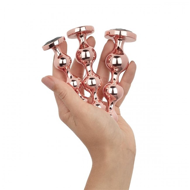 ����� �������� ������ � ������ ���������� Rosy Gold Metal Butt Plug Set 3 Pieces, �������