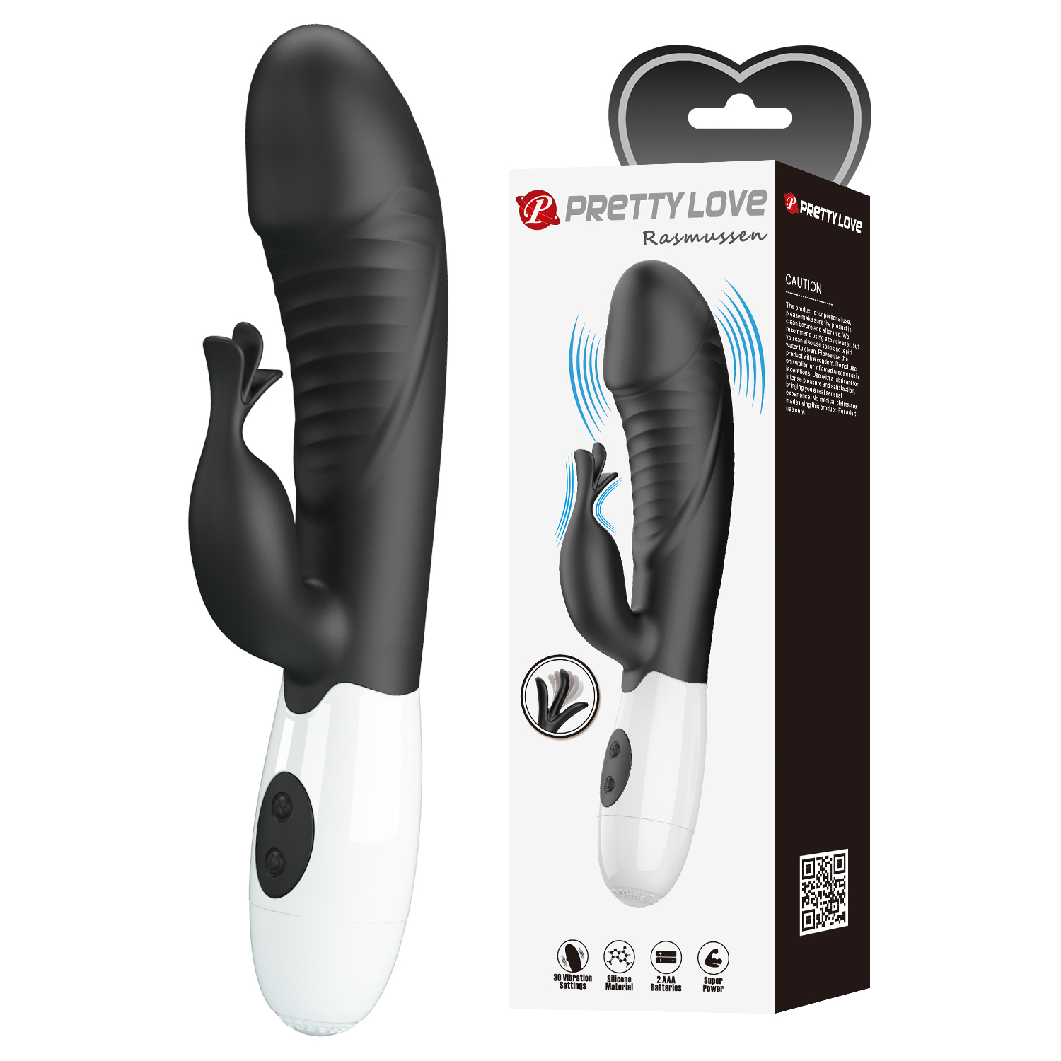 ��������-������ Pretty Love Rasmussen Dual Vibrator Black, 30 ������� ������, 19,8 � 3,6 ��