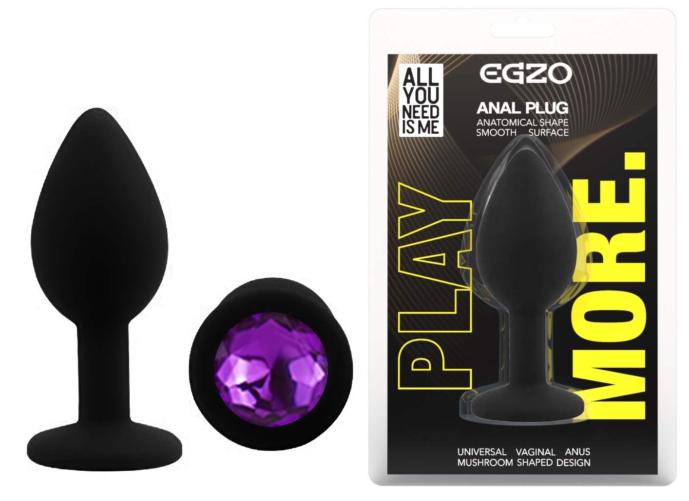 ������ �������� ������ EGZO Silicone Black Round Plug, �������, 7 � 2,8 ��
