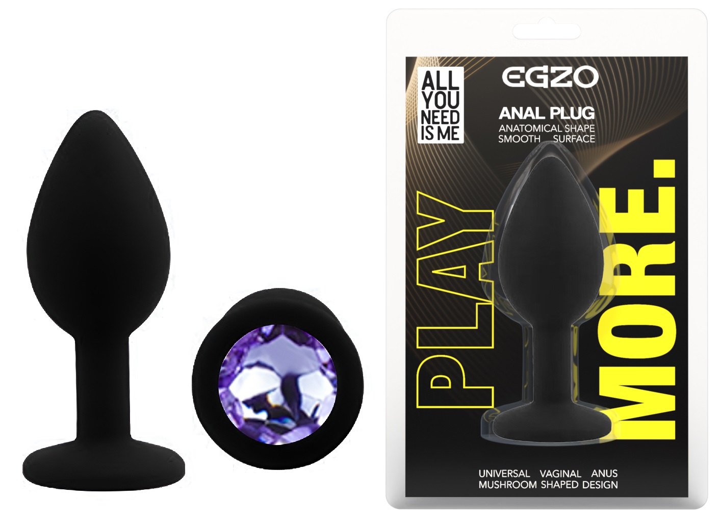 ������ �������� ������ EGZO Silicone Black Round Plug, �������, 7 � 2,8 ��