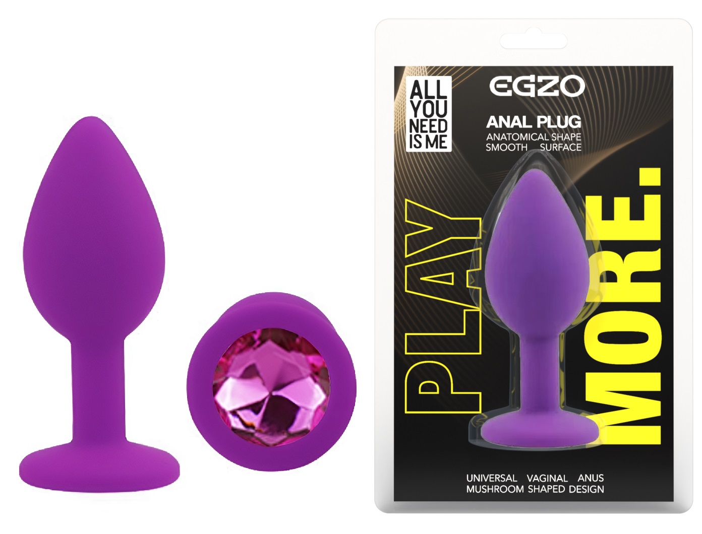 ���������� �������� ������ � ���������� EGZO Silicone Purple Round Plug, 7 � 2,8 ��