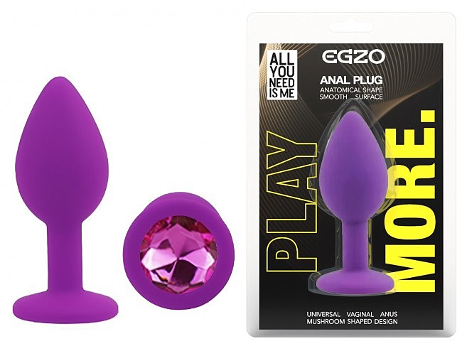 ���������� �������� ������ � ���������� EGZO Silicone Purple Round Plug, 7 � 2,8 ��