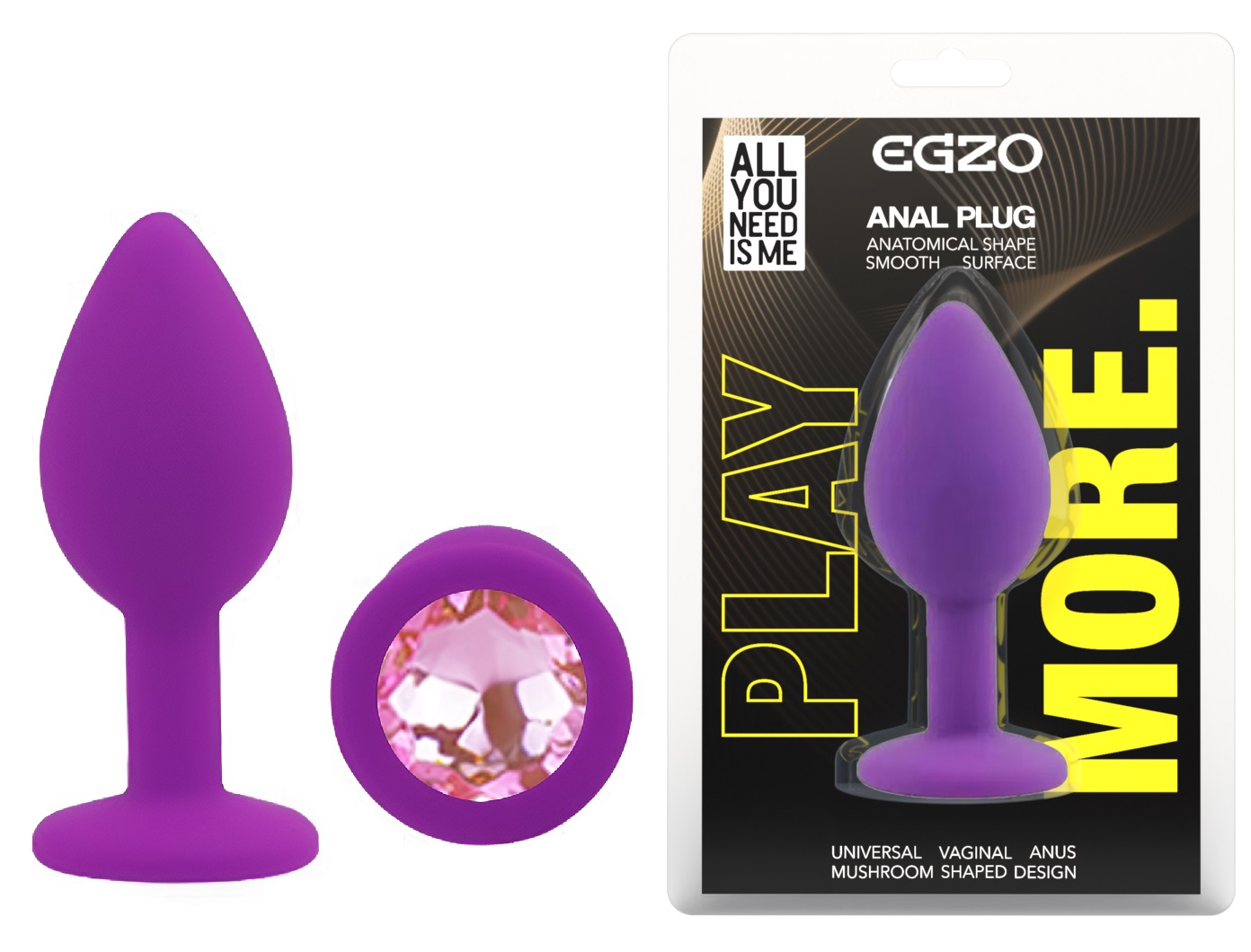 ���������� �������� ������ � ���������� EGZO Silicone Purple Round Plug, 7 � 2,8 ��