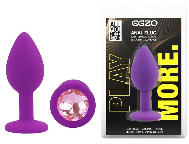 ���������� �������� ������ � ���������� EGZO Silicone Purple Round Plug, 7 � 2,8 ��