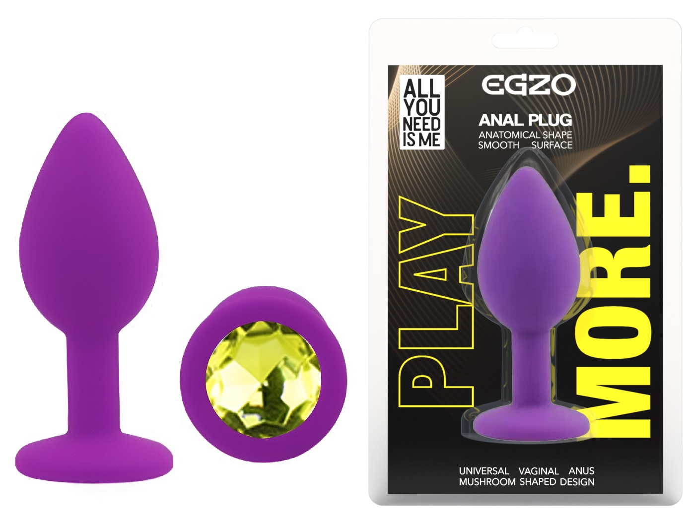 ���������� �������� ������ � ���������� EGZO Silicone Purple Round Plug, 7 � 2,8 ��