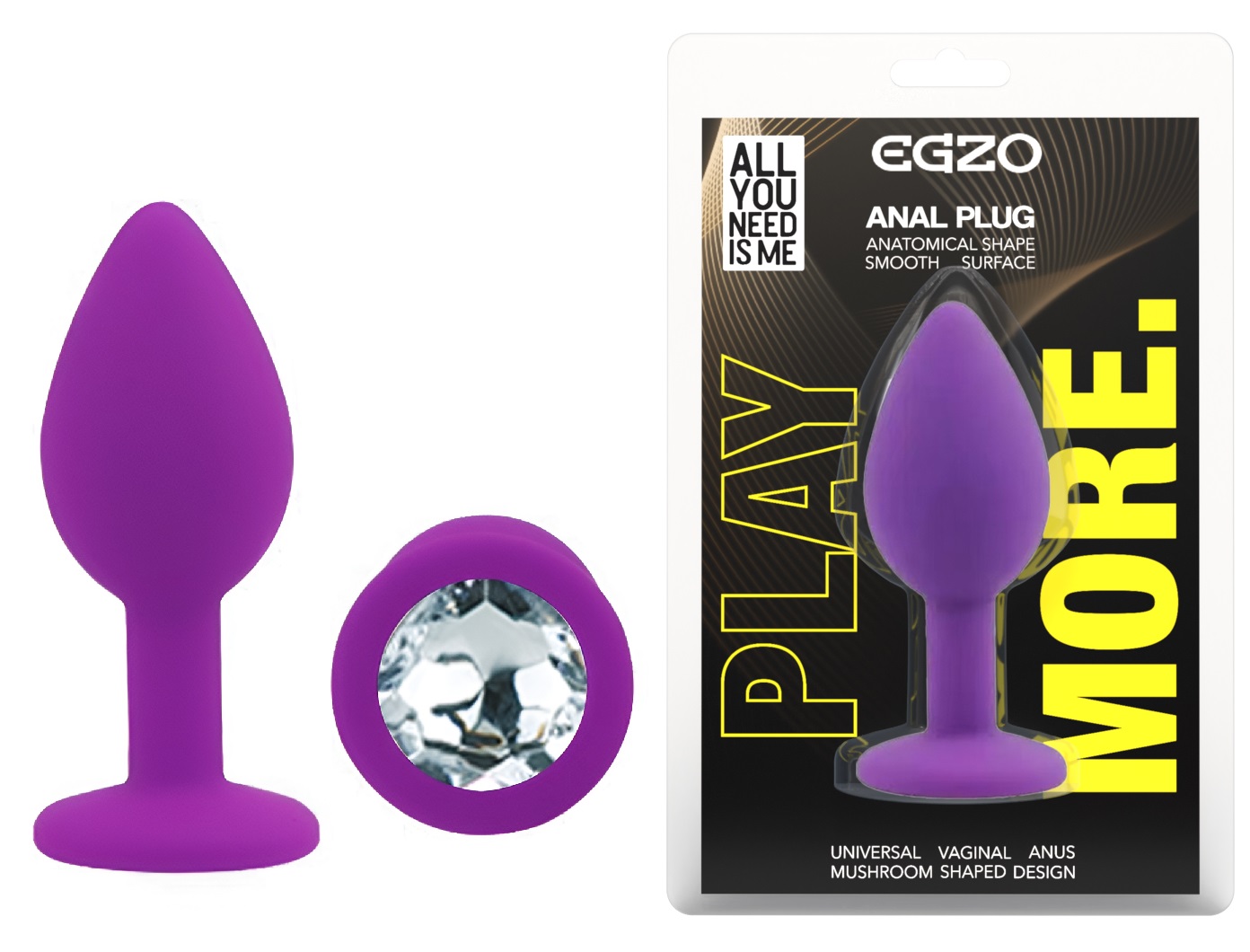 ���������� �������� ������ � ���������� EGZO Silicone Purple Round Plug, 7 � 2,8 ��