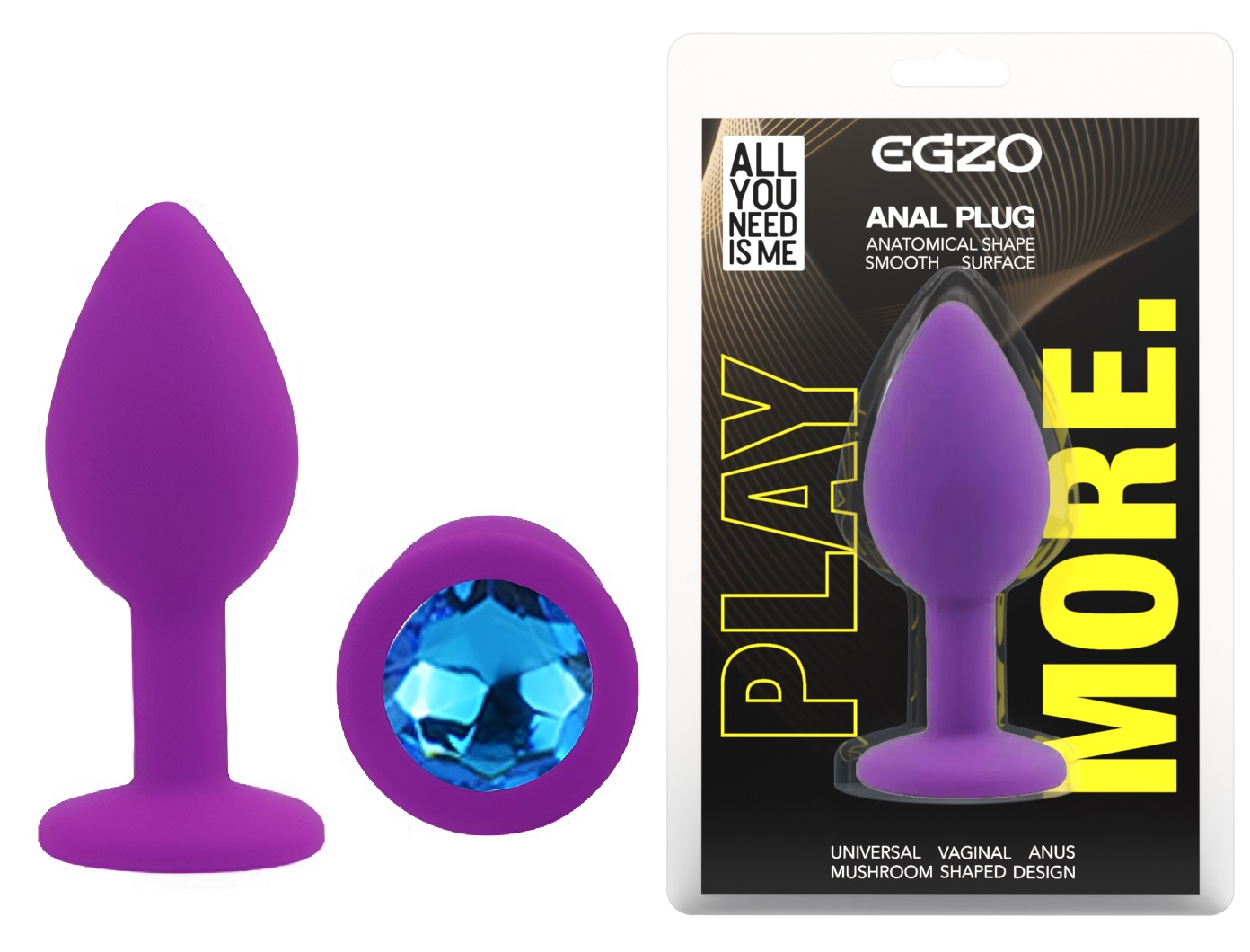 ���������� �������� ������ � ���������� EGZO Silicone Purple Round Plug, 7 � 2,8 ��