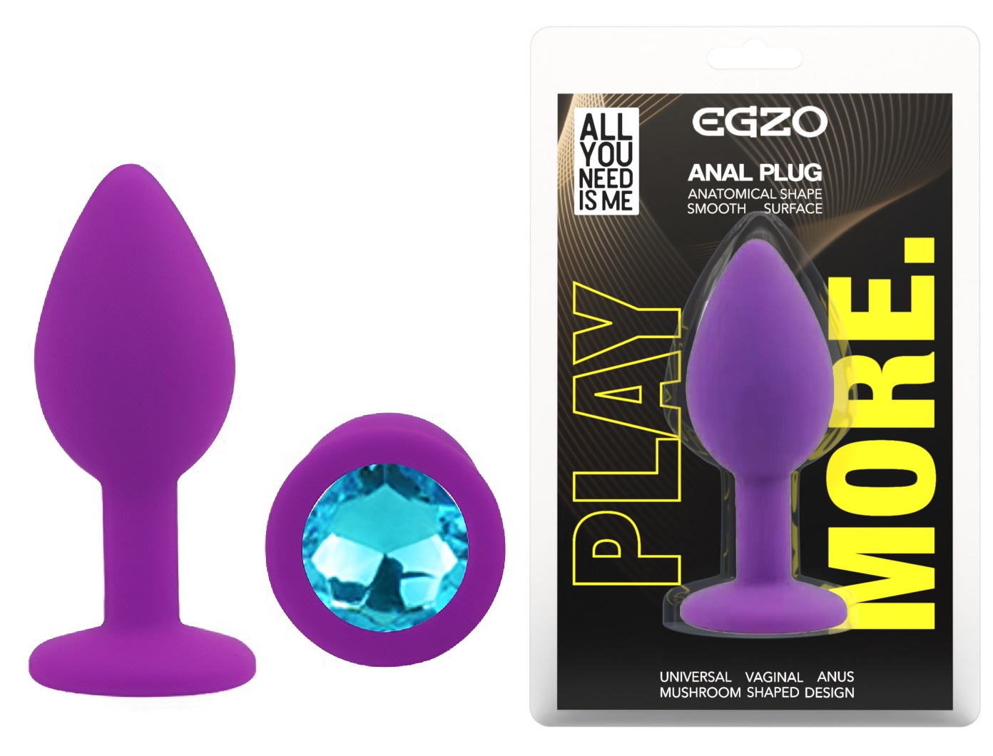 ���������� �������� ������ � ���������� EGZO Silicone Purple Round Plug, 7 � 2,8 ��