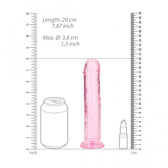  ������� ����� �� �������� Realrock Dildo 7 Pink, ���������-�������, 20 � 3,8 ��