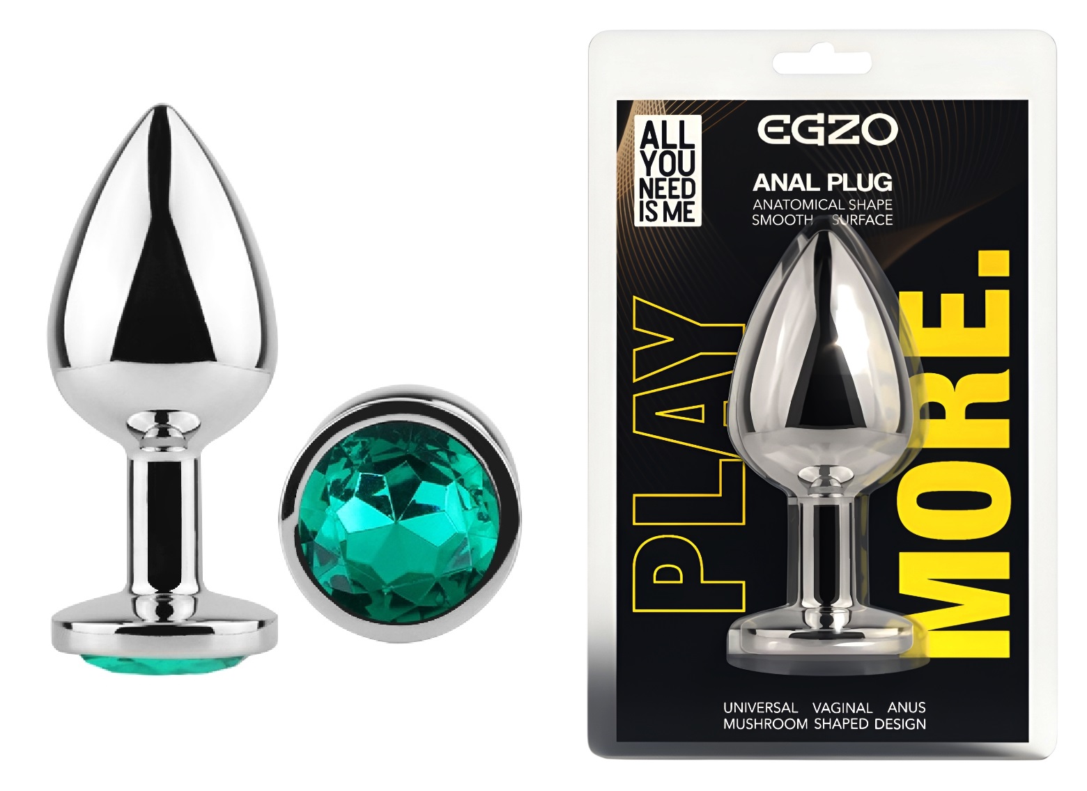 ������������� �������� ������ � ���������� EGZO Silver Round Plug size M, 8,2 � 3,4 ��