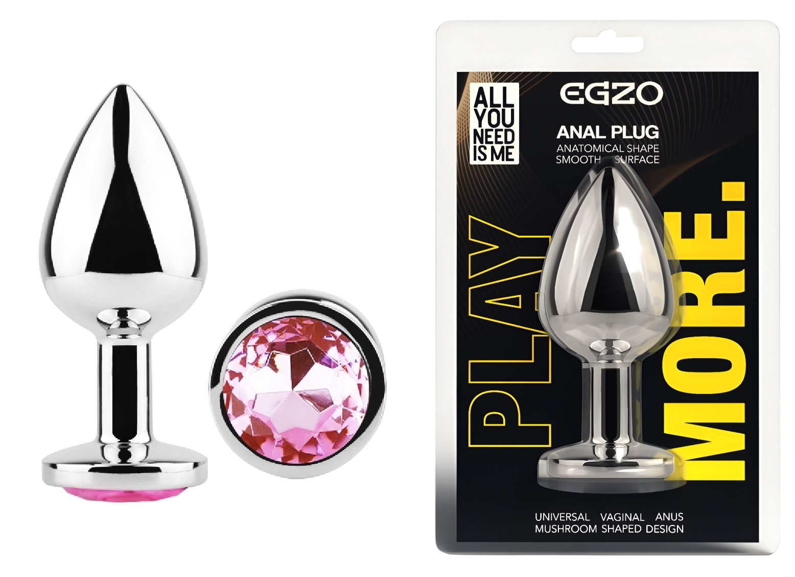 ������������� �������� ������ � ���������� EGZO Silver Round Plug size M, 8,2 � 3,4 ��