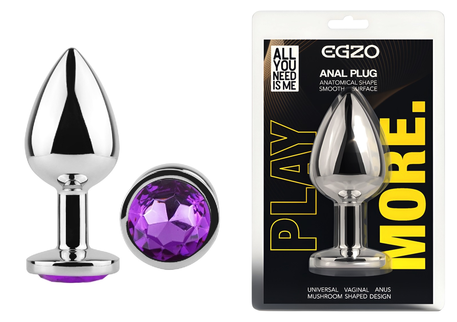 ������������� �������� ������ � ���������� EGZO Silver Round Plug size M, 8,2 � 3,4 ��