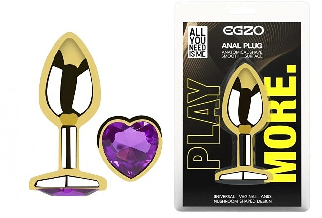 �������� ������ � ���������� EGZO &mdash; Gold Heart Plug Purple size M