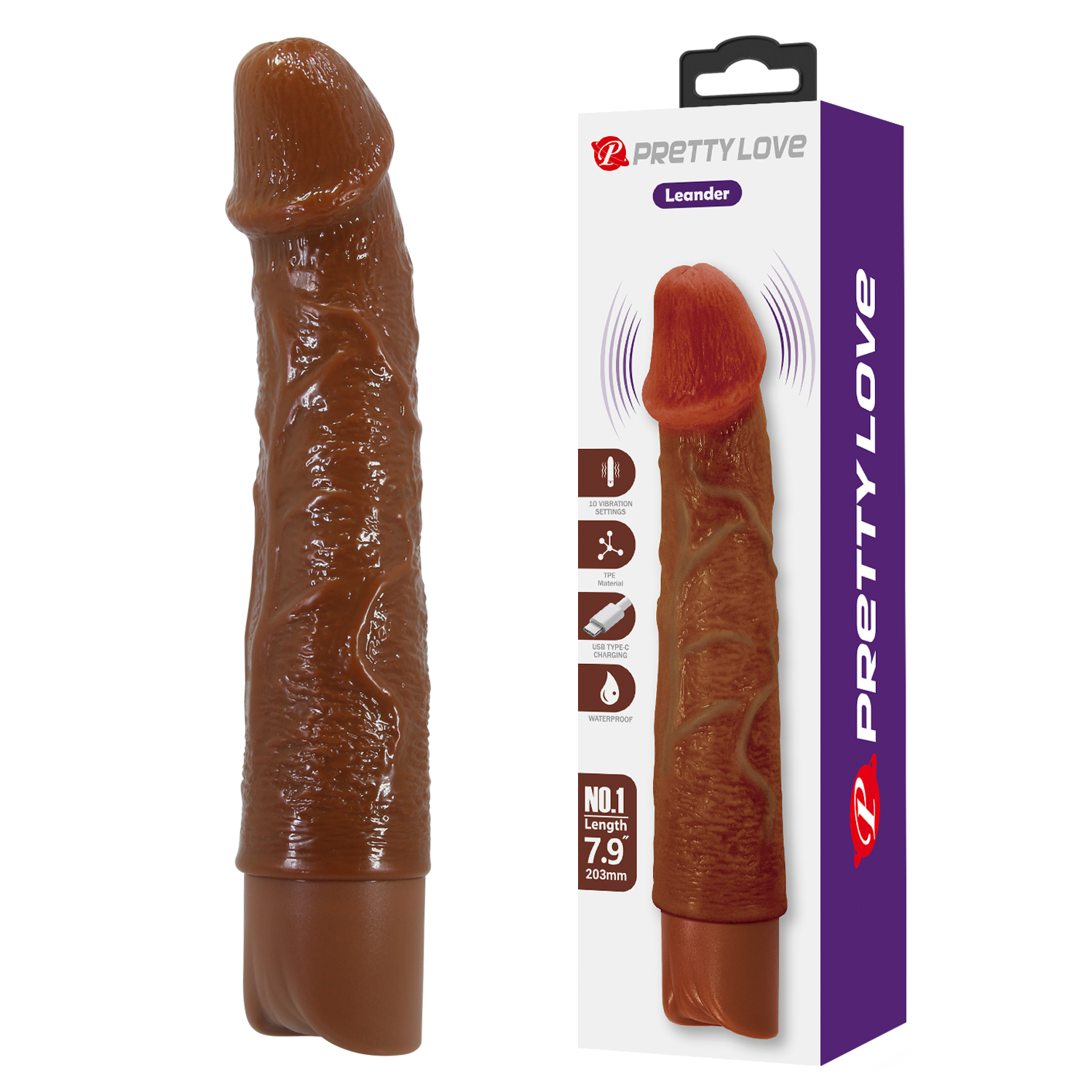 �������������� ������������ �������� Pretty Love Leander Realistic Vibrating Dildo