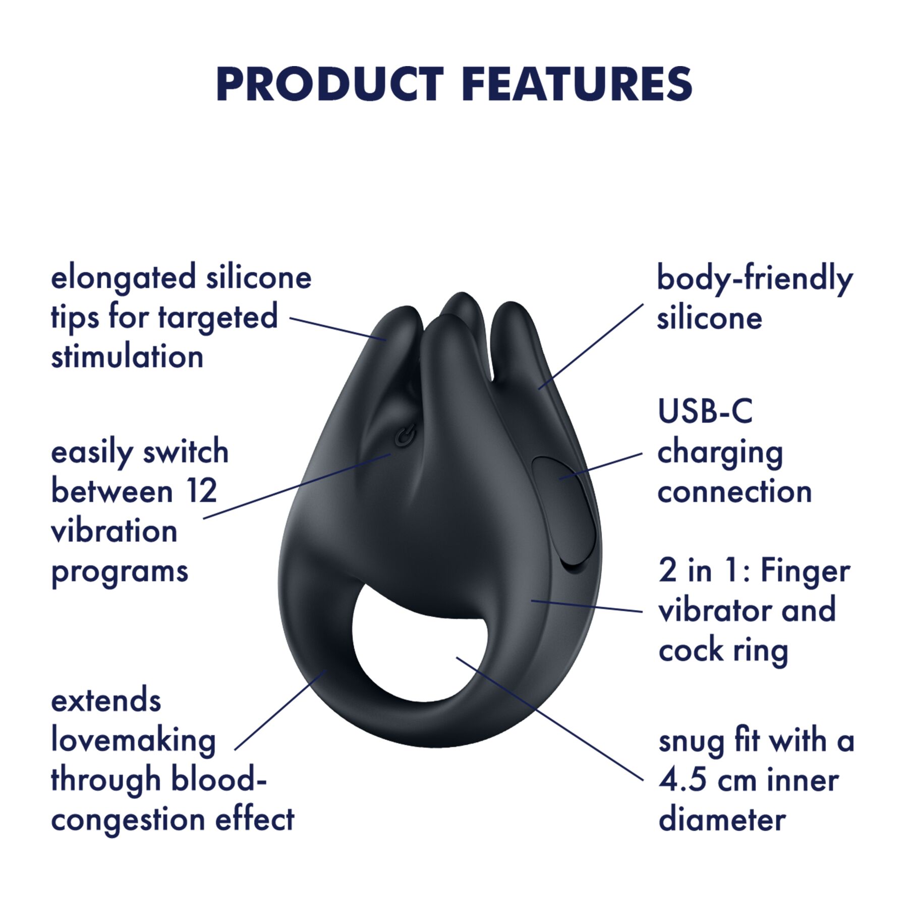 �������� �� ����� � ����������� ������ 2�1 Satisfyer Perfect Pair 1 Black, 12 �������, 6,5 × 7,5 × 3 ��