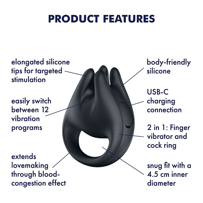 �������� �� ����� � ����������� ������ 2�1 Satisfyer Perfect Pair 1 Black, 12 �������, 6,5 × 7,5 × 3 ��