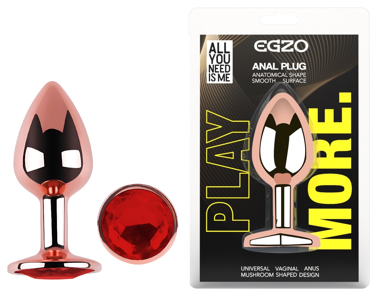 ������������� �������� ������ � ���������� EGZO Rose Gold Round Plug Red, 7 � 2,8 ��