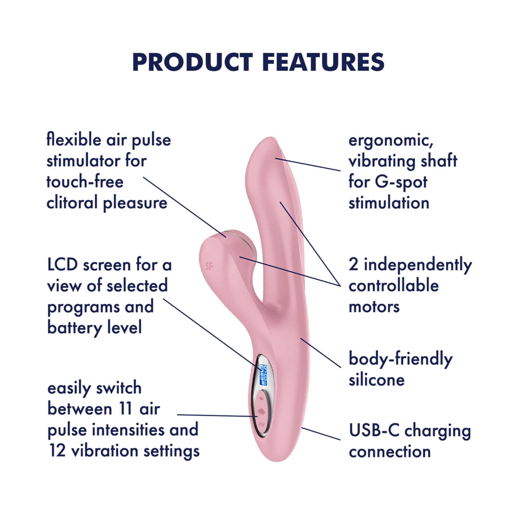 ��������� ��������-������ Satisfyer Pro+ G-Spot Generation 2 Pink, 12 ������� �������� � 11 ������� �������
