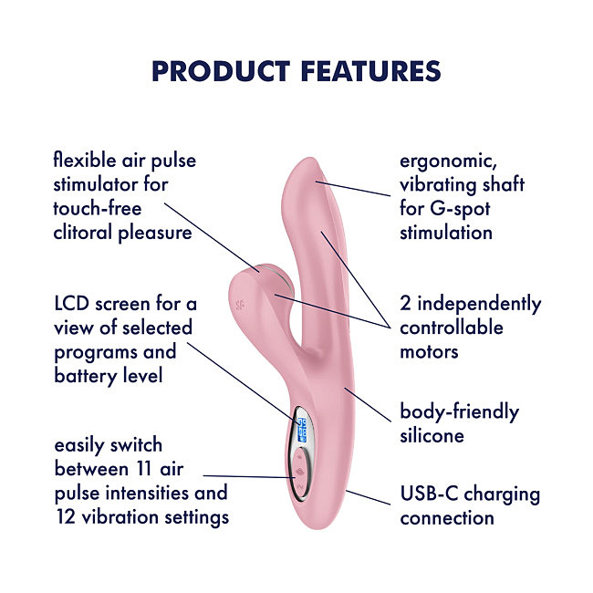 ��������� ��������-������ Satisfyer Pro+ G-Spot Generation 2 Pink, 12 ������� �������� � 11 ������� �������