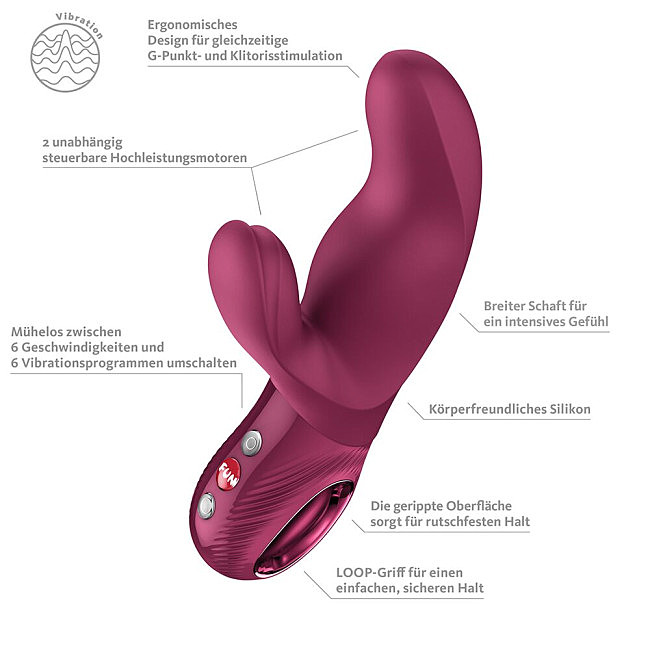 ��������-������ Fun Factory MISS BI Wine Red, 2 ����������� ������, 17,5 � 4,2 ��