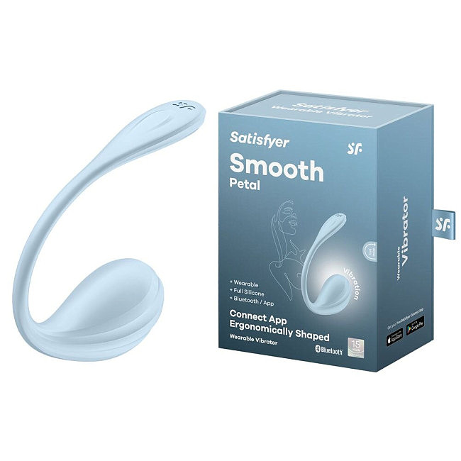  �����-��������� Satisfyer Smooth Petal Connect App Light Blue, 12 ������� ��������