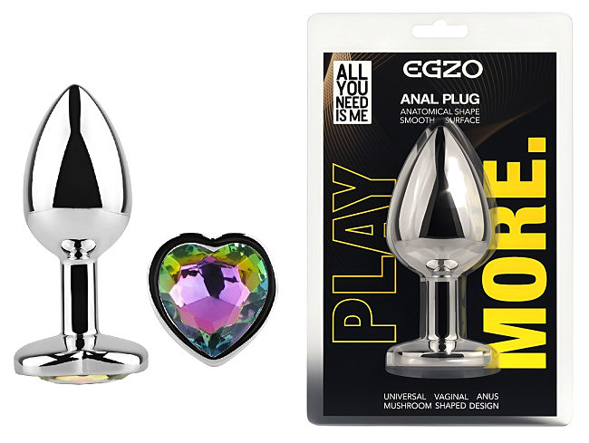 �������� ������ � ����������-������� EGZO Silver Heart Plug size M, ������, 8,2 � 3,4 �� 