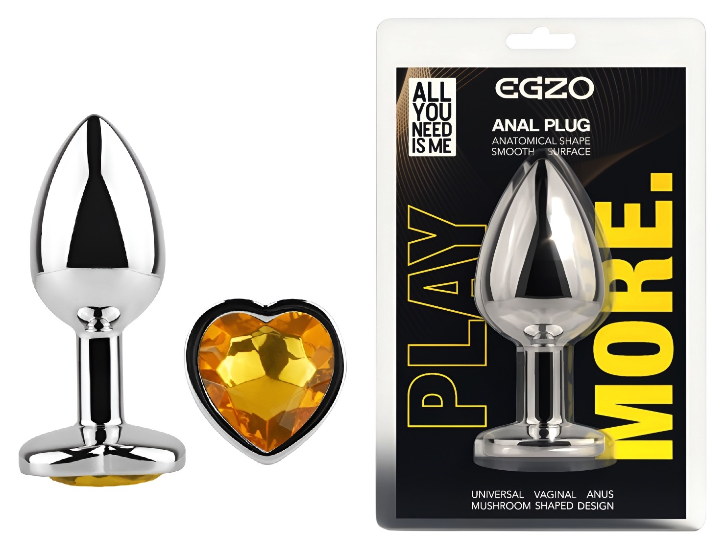 �������� ������ � ����������-������� EGZO Silver Heart Plug size M, ������, 8,2 � 3,4 �� 