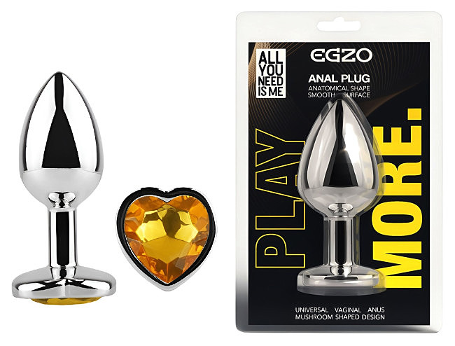 �������� ������ � ����������-������� EGZO Silver Heart Plug size M, ������, 8,2 � 3,4 �� 