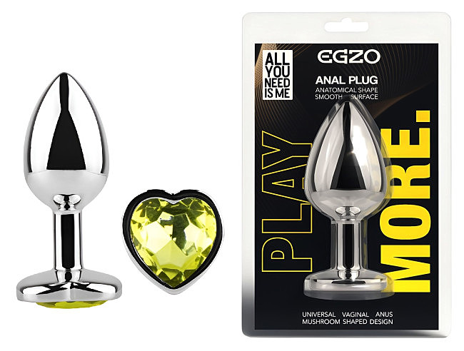 �������� ������ � ����������-������� EGZO Silver Heart Plug size M, ������, 8,2 � 3,4 �� 