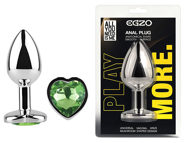 �������� ������ � ����������-������� EGZO Silver Heart Plug size M, ������, 8,2 � 3,4 �� 