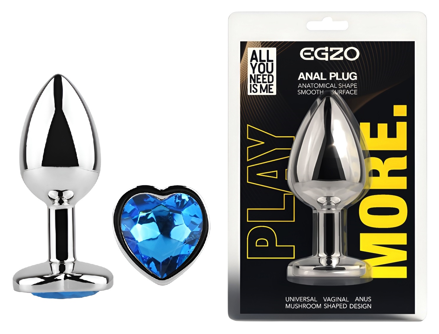 �������� ������ � ����������-������� EGZO Silver Heart Plug size M, ������, 8,2 � 3,4 �� 
