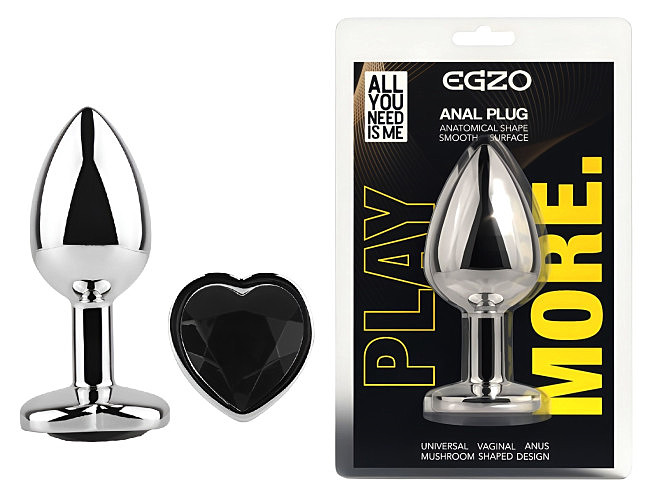 �������� ������ � ����������-������� EGZO Silver Heart Plug size M, ������, 8,2 � 3,4 �� 