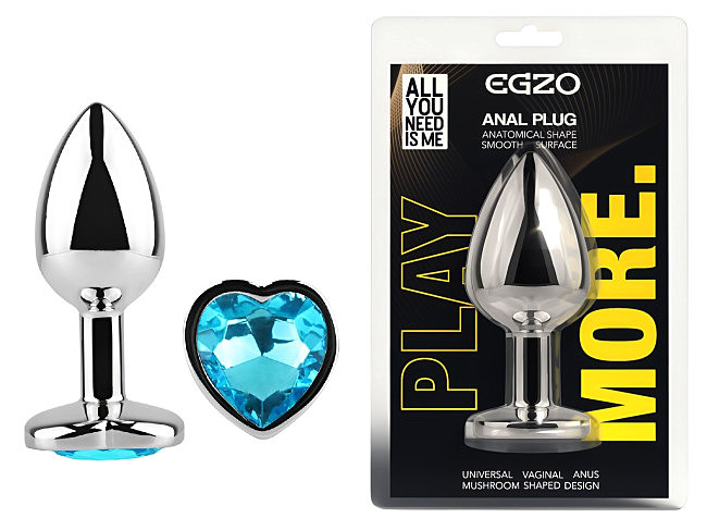 �������� ������ � ����������-������� EGZO Silver Heart Plug size M, ������, 8,2 � 3,4 �� 