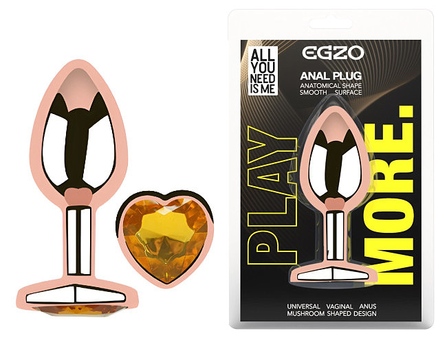 �������� ������ � ����������-������� EGZO Rose Gold Heart Plug, 8,2 � 3,4 ��   