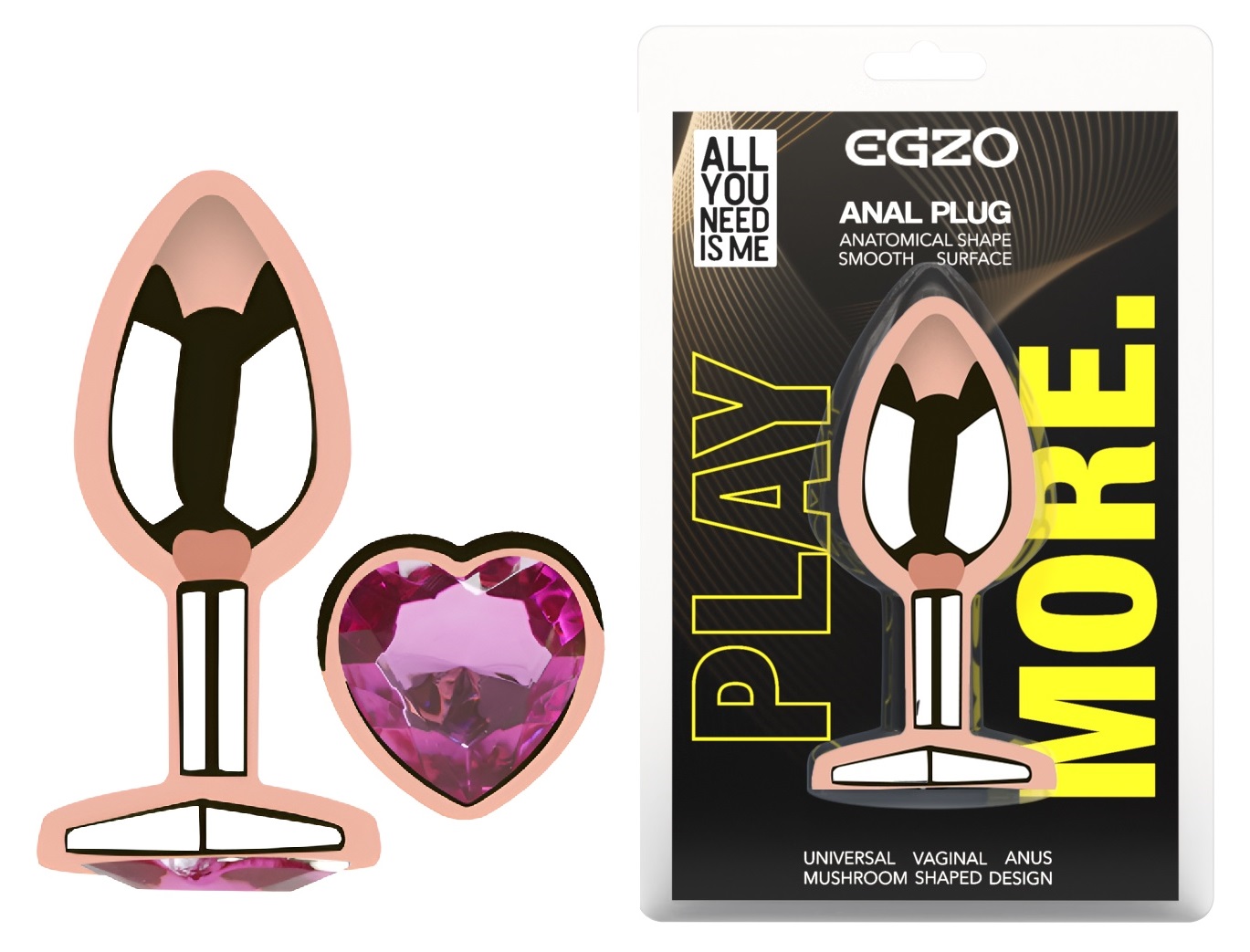  �������� ������ � ����������-������� EGZO Rose Gold Heart Plug, 8,2 � 3,4 ��