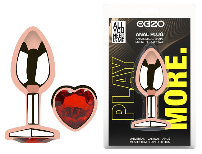  �������� ������ � ����������-������� EGZO Rose Gold Heart Plug, 8,2 � 3,4 ��