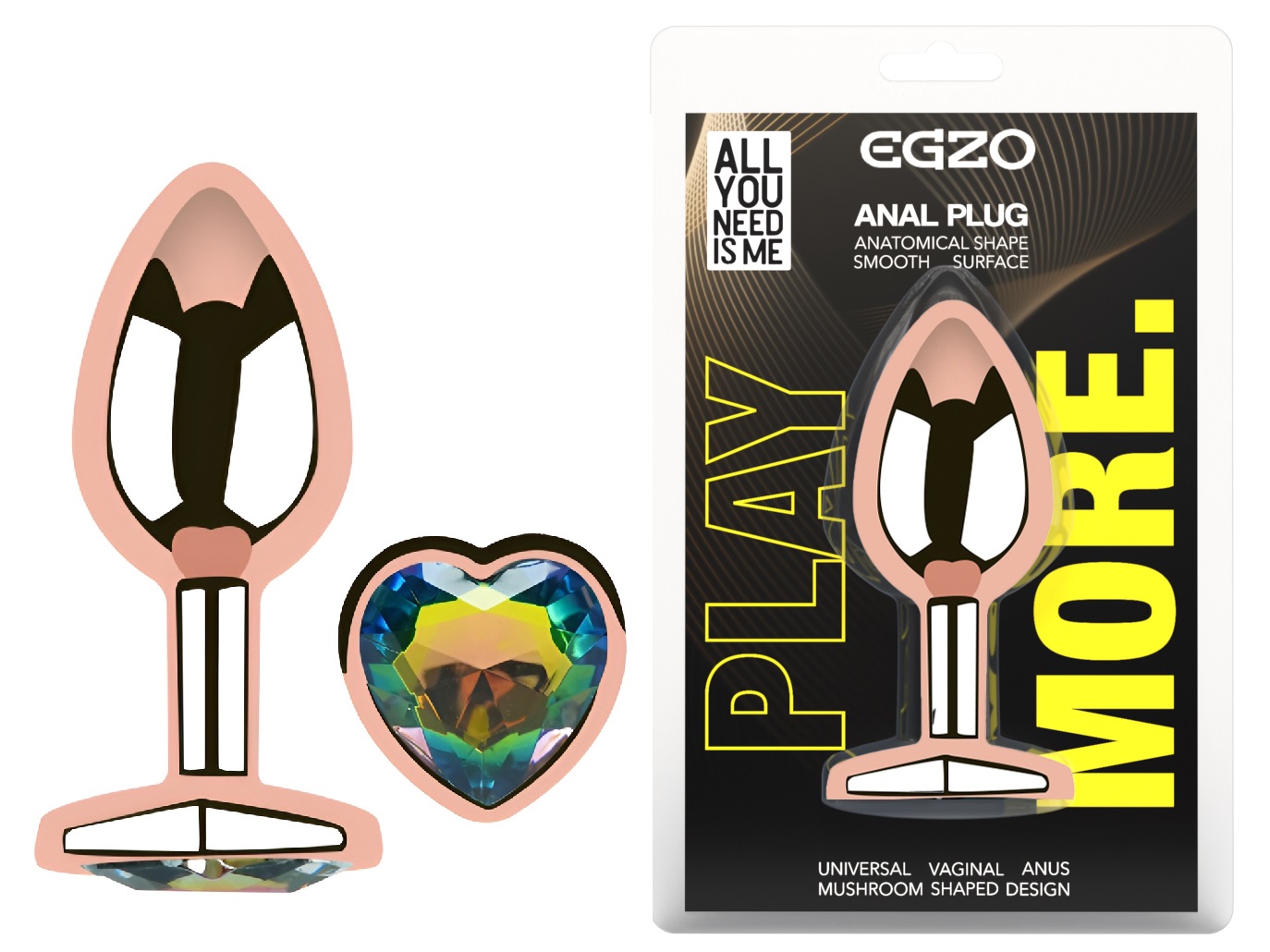  �������� ������ � ����������-������� EGZO Rose Gold Heart Plug, 8,2 � 3,4 ��