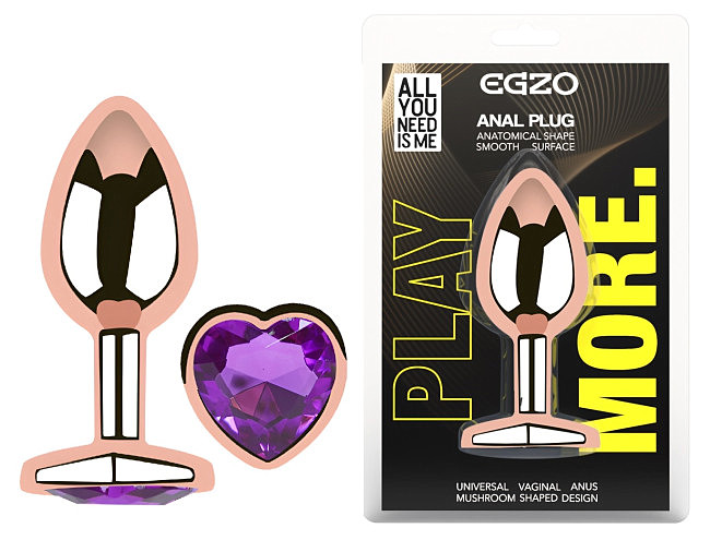  �������� ������ � ����������-������� EGZO Rose Gold Heart Plug, 8,2 � 3,4 ��